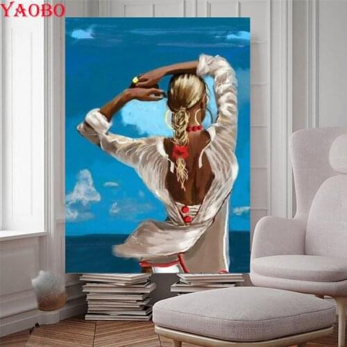 Yaobo 5D DIY Diamond Painting Beautiful woman back view Cross Stitch Kit Full Square Drill Mosaic Diamond Embroidery Sticker