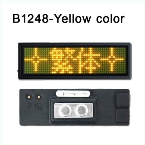 B1248Y, yellow color Scrolling led name tag badge Name card LED display screen led sign Taking on the upper clothes, t-shirts