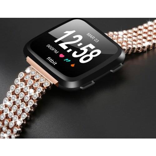 For Fitbit Versa Watch Wrist Bracelet Luxury Crystal Diamond Metal Chain Replacement Watch Band Strap For Fitbit Versa Watchband