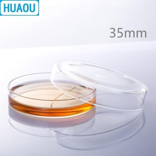 HUAOU 35mm Petri Bacterial Culture Dish Borosilicate 3.3 Glass Laboratory Chemistry Equipment