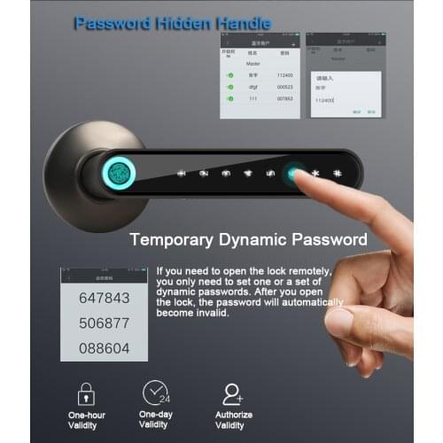 Battery power key Fingerprint Gate Door Lock Smart Bluetooth Password Handle Lock APP Unlock Entry Works with iOS/Android