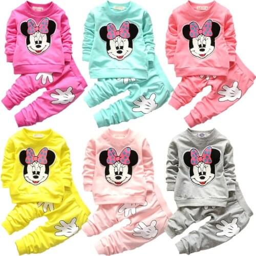 Baby Girl Minnie Clothing Set Baby Girl Autumn Cotton Clothing Set Full Set Cartoon Shirt Pants Childrens Clothing Set