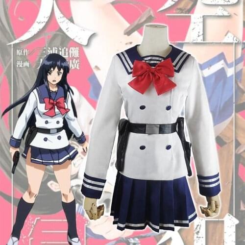 High-Rise Invasion Tenkuu Shinpan Yuri Honjo Cosplay Costume Anime Long Sleeves Top Blue Skirt 2Pcs Set Navy Uniform Halloween