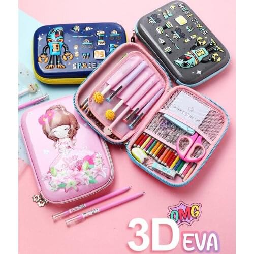 Multi-function pencil bag flower girl stationery box for men and women with large capacity stationery pencil case 3D EVA