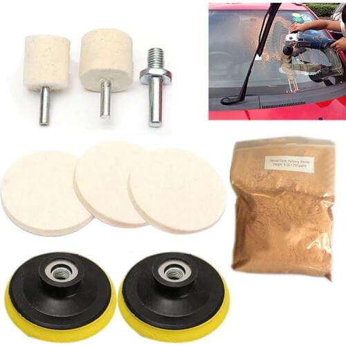 9Pcs/Set 4 OZ Cerium Oxide Powder Watch Glass screen Windows Polishing Kit Cleaning Scratch Removal Polishing Backing Pad