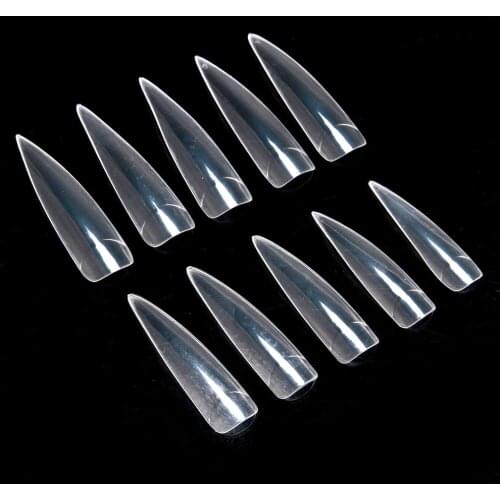 500 pcs Long Sharp Stiletto False Nail Tips Acrylic Salon Nail Art Set With Stainless Steel Nail Clipper Nail File