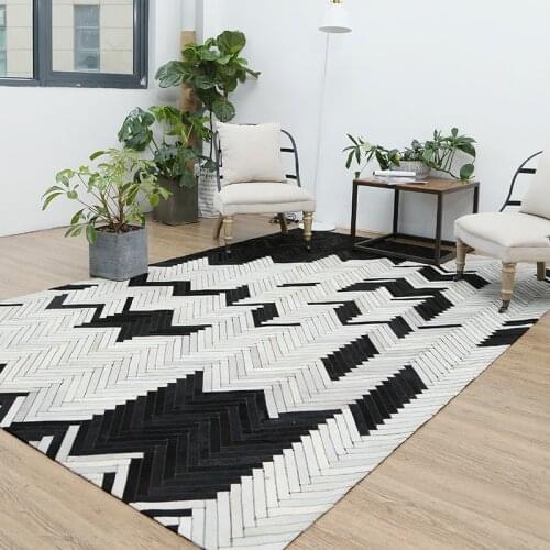 FAMIFUN Genuine Cowhide Leather Patchwork Rug For Living Room Bedroom Extra Large Is 200*300cm For 100% Natural Cowhide Carpet