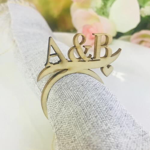 Personalized table color Wood Napkin Ring,Custom Wedding napkin rings Acrylic Cut Napkin Ring with Initials Decor Supplies
