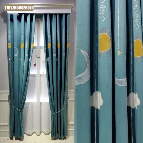 New Style Cartoon Curtains for Childrens Room Bedroom Semi-blackout Curtains Nordic Curtains Embroidered Curtain Fabric