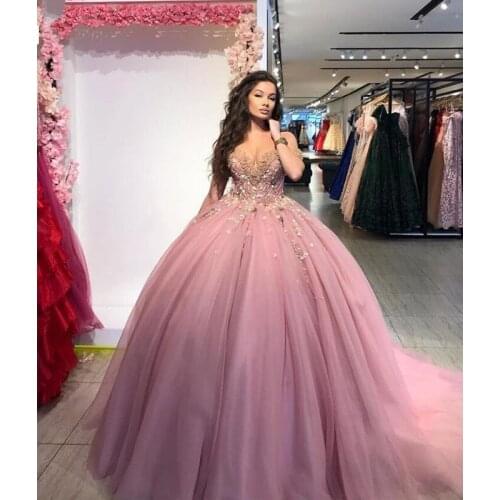 Puffy Quinceanera Dresses Ball Gown Off The Shoulder Tulle Appliques Pearls Cheap Sweet 16 Dresses