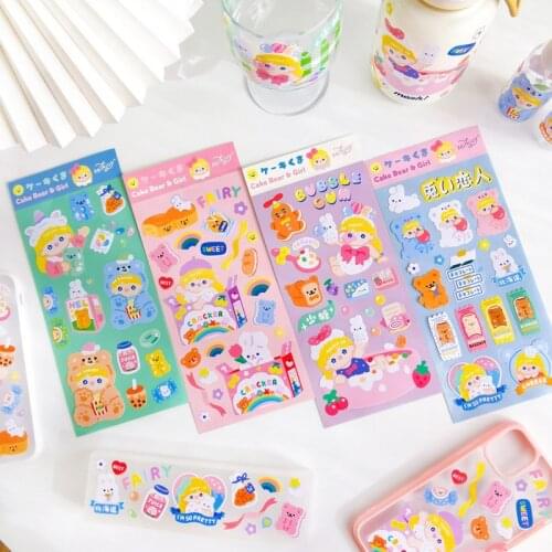 Cartoon Sweet Girl Colorful Cute Stickers Mobile Phone Cup Notebook Stationery DIY Decorative Stickers Scrapbooking Removable