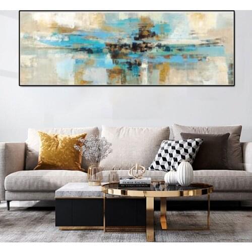 Blue Abstract Canvas Oil Painting Creative Large Wall Art Posters and Prints Wall Decorative Picture for Living Room Home Decor