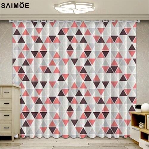 Modern Black Red Joint Geometric Home Decorative Window Curtain For Bedroom Ultra-thin Micro Shading Blackout Curtains Drapes