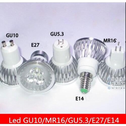 Spotlight led bulb GU10/MR16/E27/E14/GU5.3 9W12W 15W 85-265V warm/cool white GU10 base led downlight light