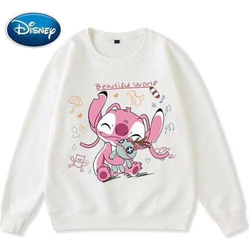 Disney Fashion Stitch Angel Little Monster Cartoon Print Unisex Women Couples Sweatshirt Long Sleeve O-Neck Tops 6 Colors Female