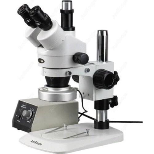 Trinocular Stereo Microscope--AmScope Supplies 7X-45X Trinocular Stereo Microscope with Aluminum 80-LED Ring Light
