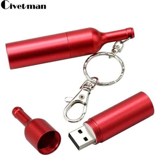 USB Flash Drive 256GB Metal Matte Red Wine Bottles Pen Drive 4GB 8GB 16GB 32GB 64GB 128GB Usb 2.0 Memory Stick Disk Pendrive