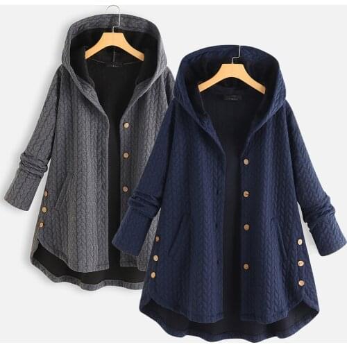 Spring Autumn Winter Casual Women Cotton Overcoat Solid Color Outerwears Hooded Jacket Plus Size Outwear Tops Irregular PW183