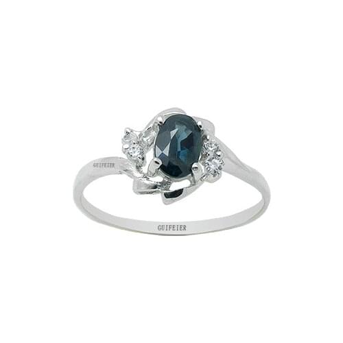 CoLife Jewelry Natural Navy Blue Sapphire Ring 4mm*6mm Real Chinese Sapphire Silver Ring 925 Silver Sapphire Jewelry