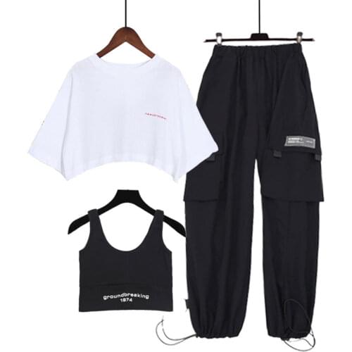 2021 Women 2 Piece Set Hip Hop Crop Top Pants Fashion Female Casual Sports Harajuku Style Two-piece Suit Women Tops Tracksuits