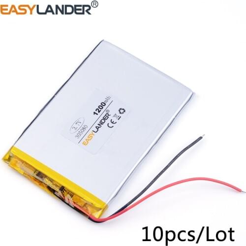 10pcs /Lot 3.7v lithium Li ion polymer rechargeable battery 305080 1200mAh For MP5 GPS MP4 digital products general battery
