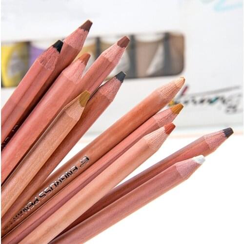 12Pcs Professional Soft Pastel Pencils Wood Skin Tint Pastel Colored Pencil