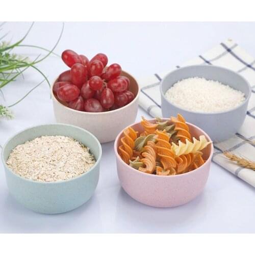 4pcs/Set Wheat Straw Bowl Food Bowls Environmental Noodle Rice Protection Household Eco-friendly Salad Bowl Tableware