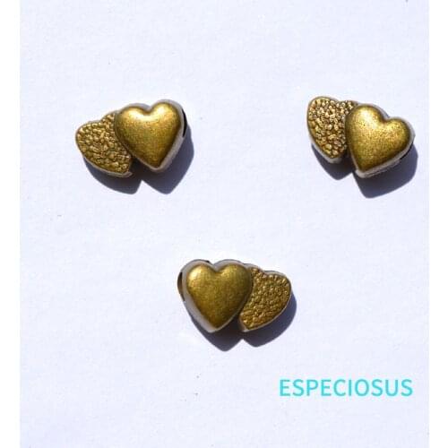 DIY Jewelry Accessories Anti Brozen Plated Alloy Beads Cute Heart Metal Big Hole Spacer Vintage Bracelet Making Finding 20pcs