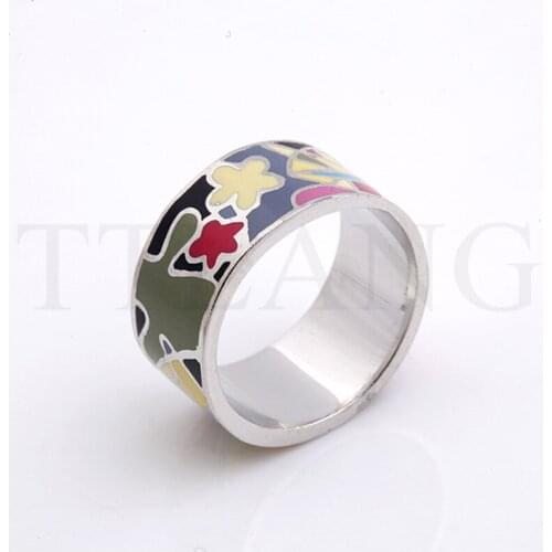 Free Shipping Colorful Flower Pattern Enamel Jewelry Ring ,1pcs/pack