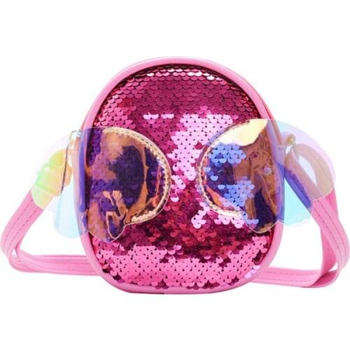 Toddler Glitter Crossbody Bag Sparkle Shoulder Bag with Laser Wings & Adjustable Shoulder Strap