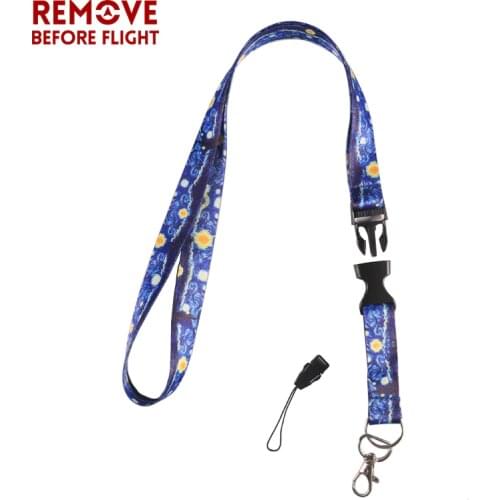 Fashion Van Gogh Starry Night Keychain Lanyard Neck Strap For Card Badge Gym Staff Chain Phone USB Hang Rope Keychain Lanyard