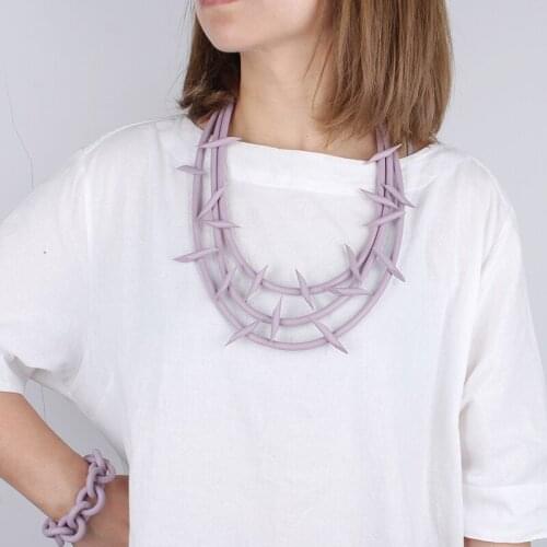 JID Handmade Retro Barbed Choker Necklace For Female Purple Layered Chain Necklace Womens Aesthetic Clothes Decorations Gothic