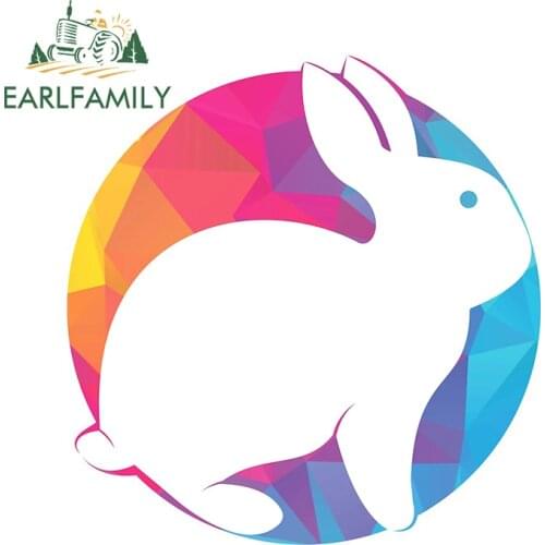 EARLFAMILY 13cm x 7.9cm for Colorful Rabbit Vinyl Car Stickers Scratch-proof Snowboard Decoration Decal for Vehicle Bumper