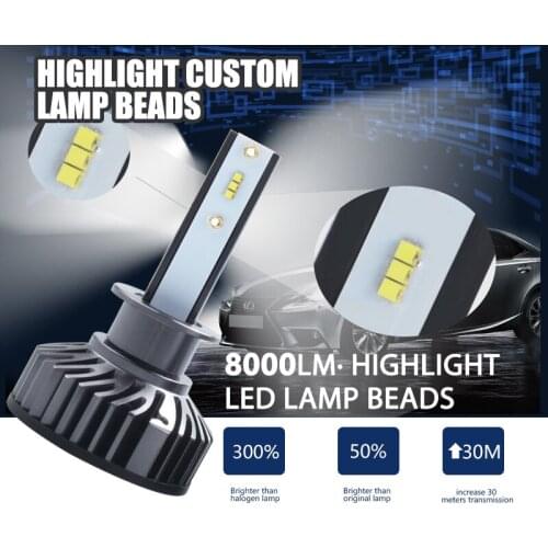 F2-1 Super Bright H8 Car LED Headlight H1 H3 H7 H4 H9 H11 9005 9006 9007 H13 9012 Auto Bulb 80W 8000LM 6500K