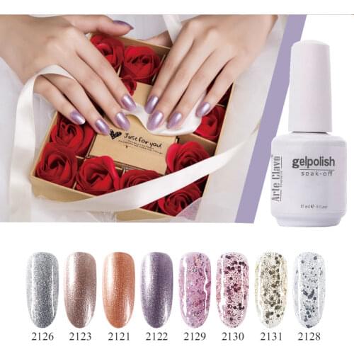 Arte Clavo Shimmer Gel Polish 15ml Glitter Nail Art Long-Lasting UV LED Varnish Hybrid Soak Off Prime Gellack Gel Nail Polish