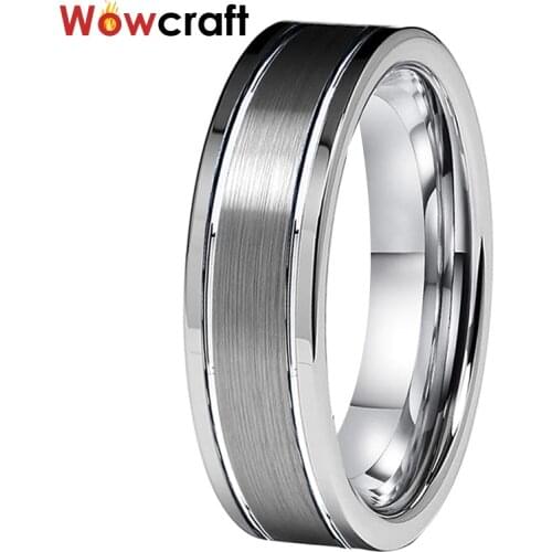 6mm Double Grooved Tungsten Carbide Rings for Women Brushed Finish Highest Quality Wedding Band