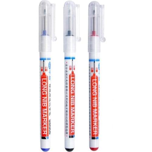 3pcs 3 Color Long Head Deep Hole Marker Long Nosed Marker Deep Drill Hole Long Nib Water Resistant Marker Pens SAL99