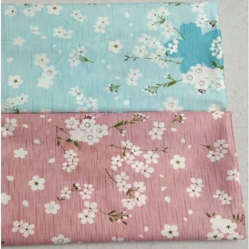 Pretty 40x50cm Blue Pink Japan Sakura Flowers 100% cotton twill cotton Fabric Bundle for sewling doll cloth