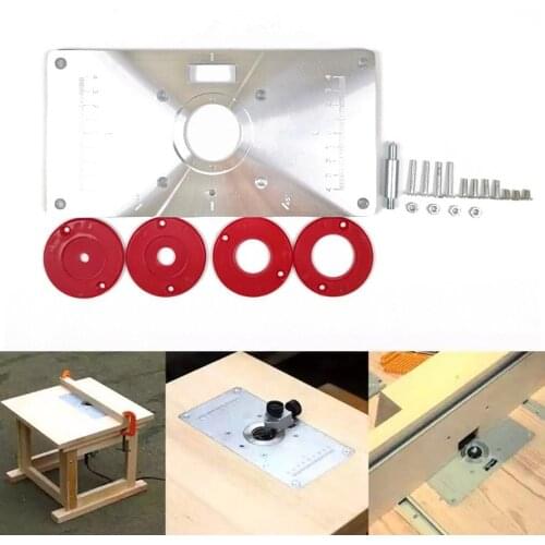 Multifunctional Router Table Insert Plate Woodworking Benches Aluminium Wood Router Trimmer Models Engraving Machine with 4 Ring