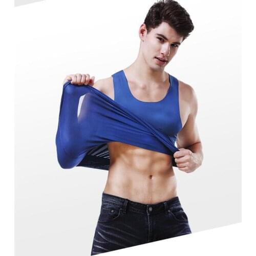 Mens Undershirt Seamless Vest Tops Ultra Thin Gym Sports Muscle Shirt Ice Silk Undershirts Underwear Sleevelss Tank Tops L-3XL