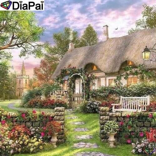 DiaPai 5D DIY Diamond Painting 100% Full Square/Round Drill "Flower house" Diamond Embroidery Cross Stitch 3D Decor A23003