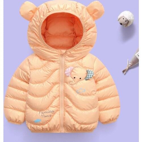 2021 Autumn Winter New Lightweight Infant Clothing Girls Cotton Jacket Cartoon Kid Bear Ears Hooded Down Jacket For Boys Clothes