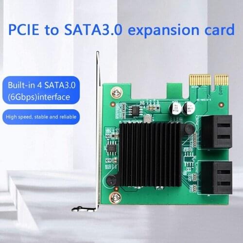 PCIE to SATA3.0 Expansion Card PCI-E to 4 Port SATA3.0 6Gbps Adapter Card SATA Riser Card