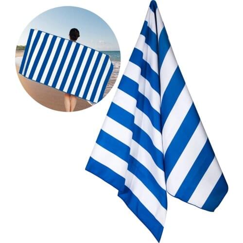 Microfiber Beach Towel Super Absorbent Quick Dry Striped Towel with Storage Bag for Beach Swimming Exercise Camping