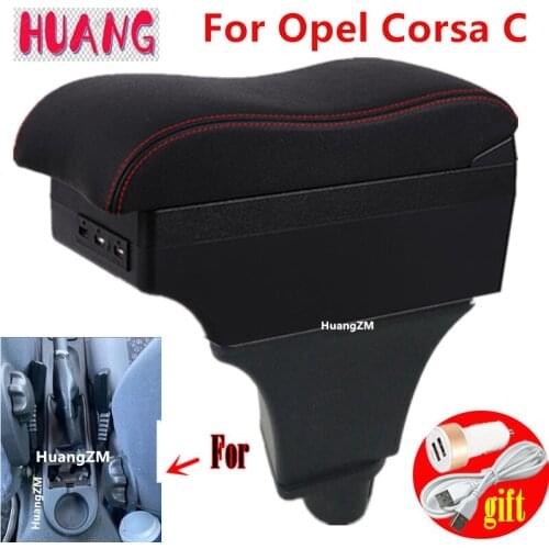 For Opel Corsa c Armrest Box For Opel Corsa C Car Armrest Storage Box Central Storage Container with USB LED