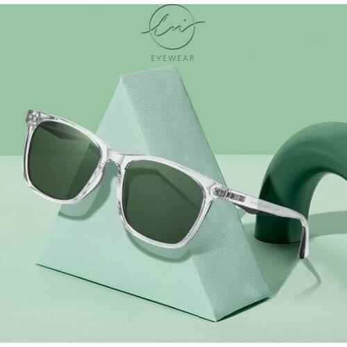 LM 2021 Polarized Sunglasses Men Women Fashion Square Shades Transparent Frame Ladies Travel UV400 Goggles Driving Sun Glasses