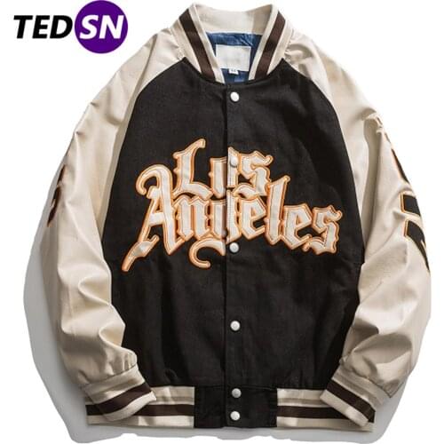 Casual Vintage American Bomber Jacket Men Streetwear Letter Embroidery Baseball Coat Jacket Harajuku Varsity Jackets Unisex