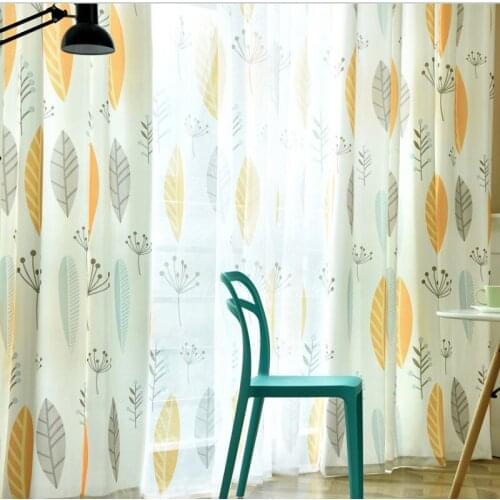 Simple Modern Curtain Nordic Plant Printing Fresh Imitation Linen Personality All-match Curtains for Living Room Bedroom
