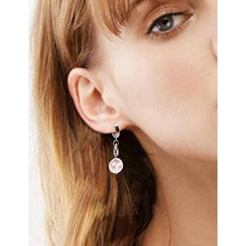 Fashion Women silver color Baroque Stainless Steel Earrings Ladies Girls Trendy Personality Pearl hanging Earrings Pendant Gift