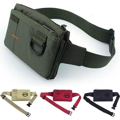 Men Women Nylon 4 Pockets Waterproof Waist Packs Fashion Male Wear Resistant Black Fanny Pack Messenger Shoulder Bag